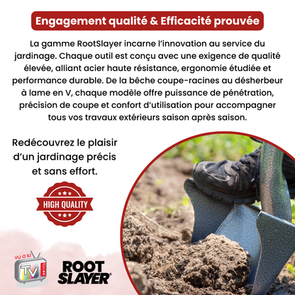 RootSlayer shovel with raised edges 