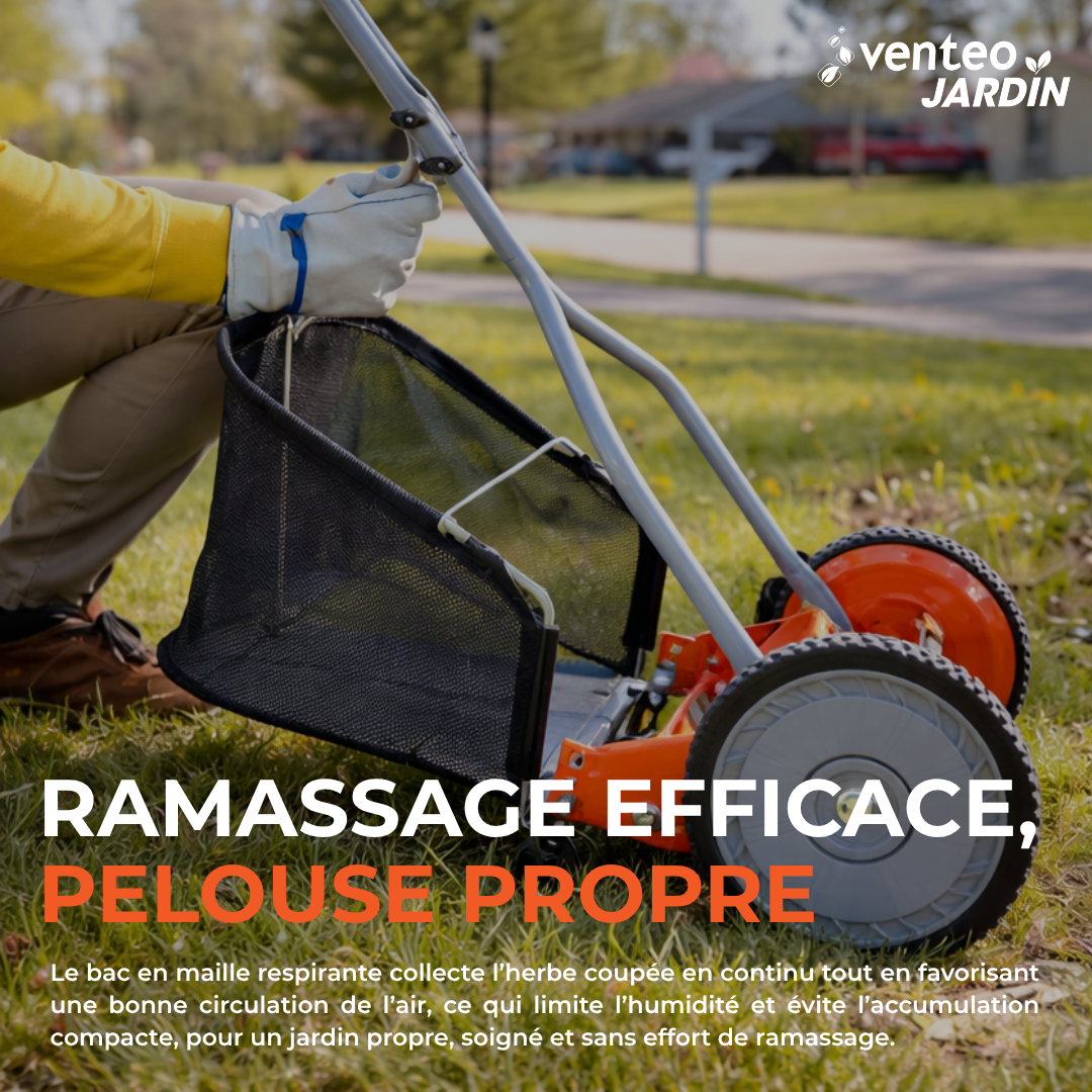 4-blade helical manual lawnmower collection bag