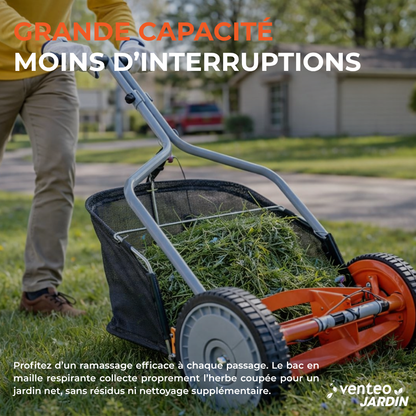 4-blade helical manual lawnmower and collection box pack