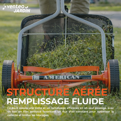 4-blade helical manual lawnmower and collection box pack