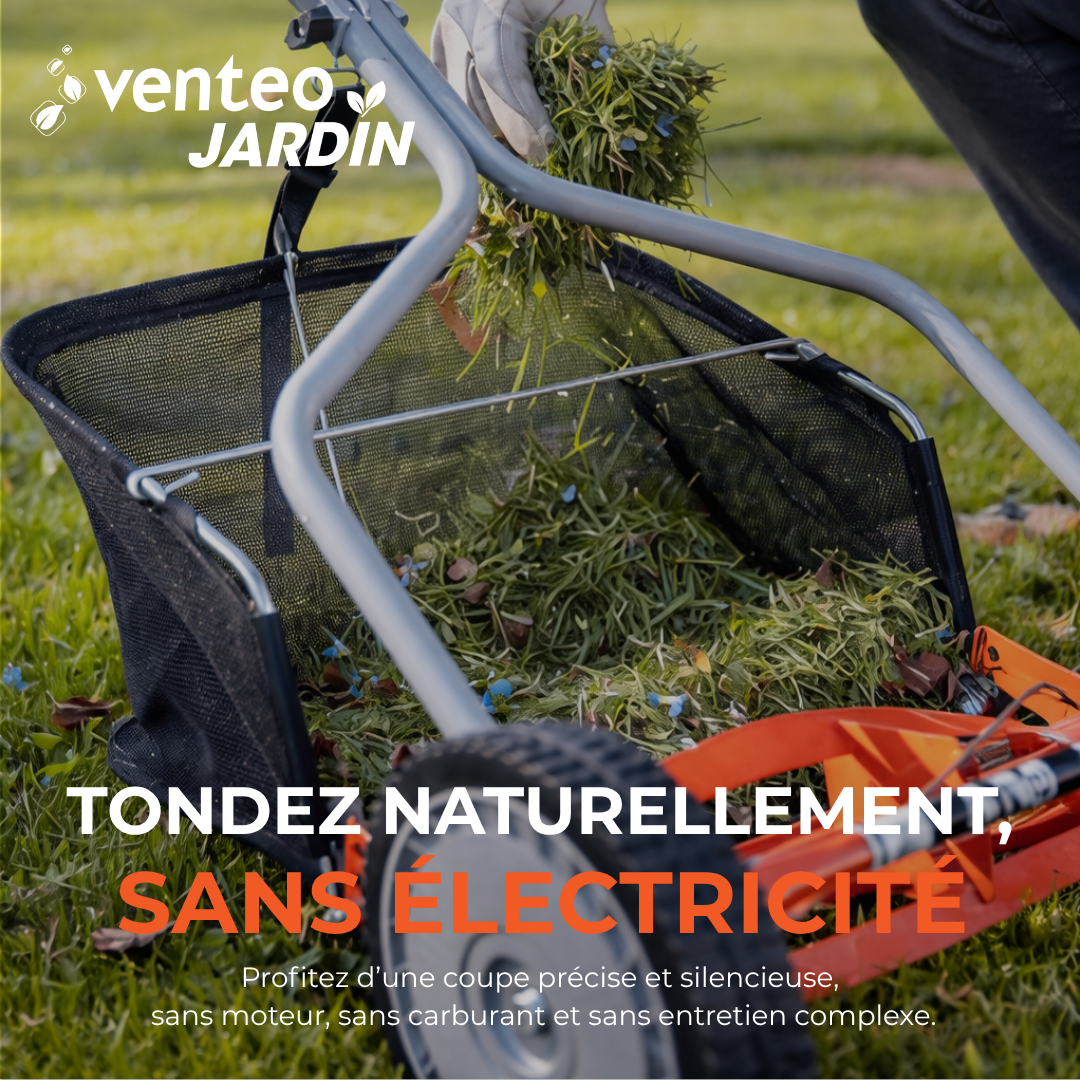 4-blade helical manual lawnmower collection bag