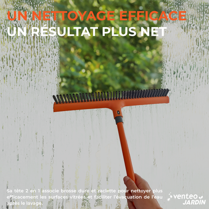 Balai 2 en 1 Raclette et Brosse Vitres