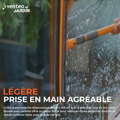 Balai 2 en 1 Raclette et Brosse Vitres