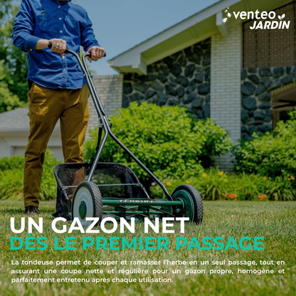 7-blade helical hand lawn mower and collection bag