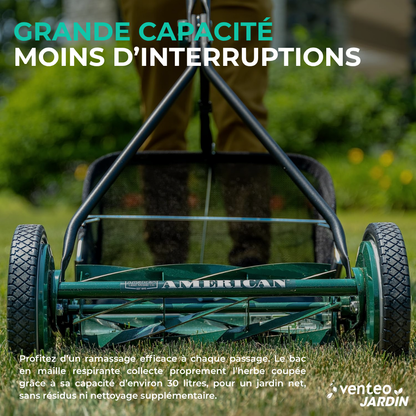 7-blade helical hand lawn mower and collection bag