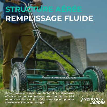 7-blade helical hand lawn mower and collection bag