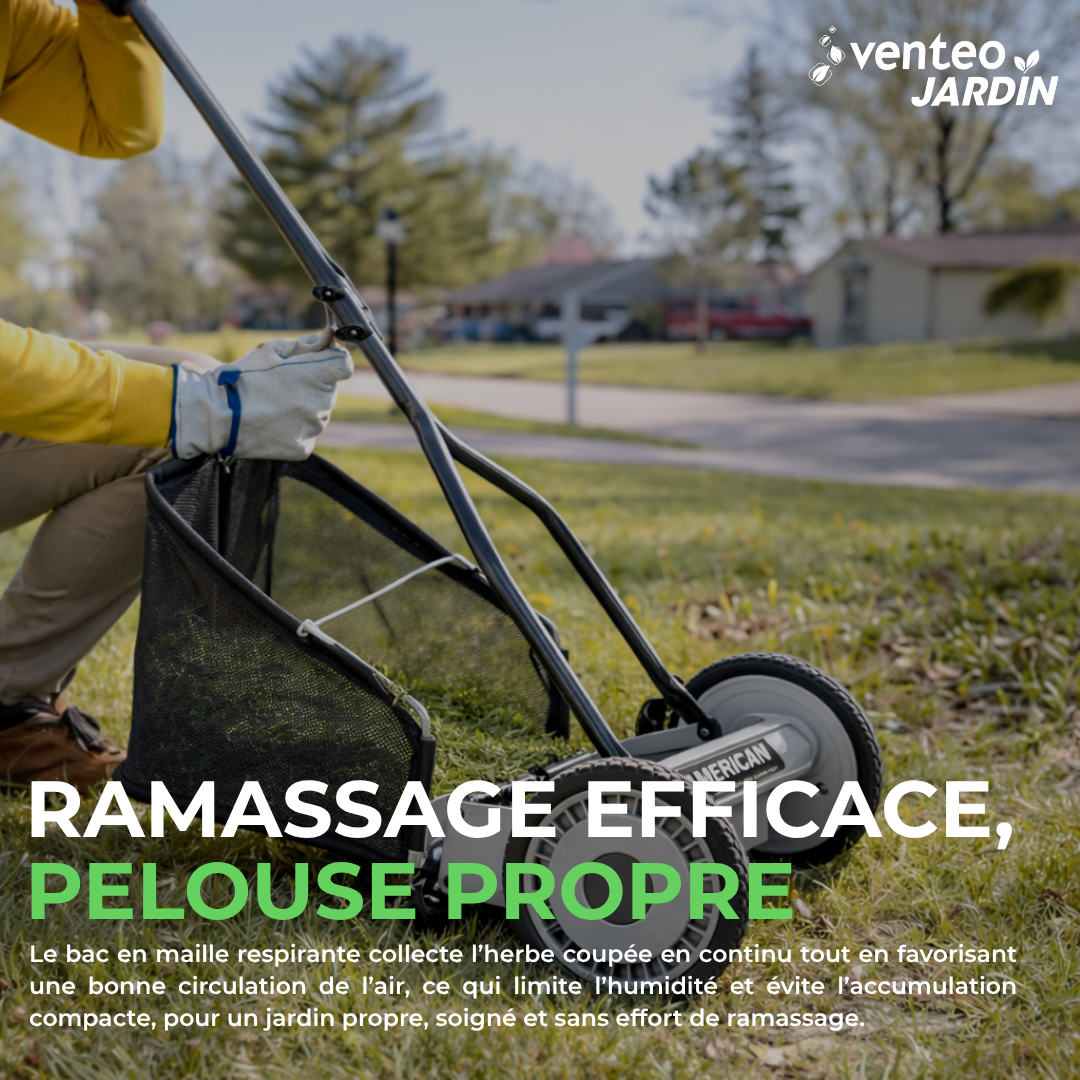 5-blade helical hand lawnmower grass catcher